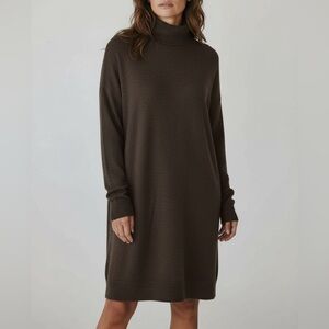 Socialite Women’s Charcoal Gray Mock Neck Long Sleeve Knit Dress Medium NWT